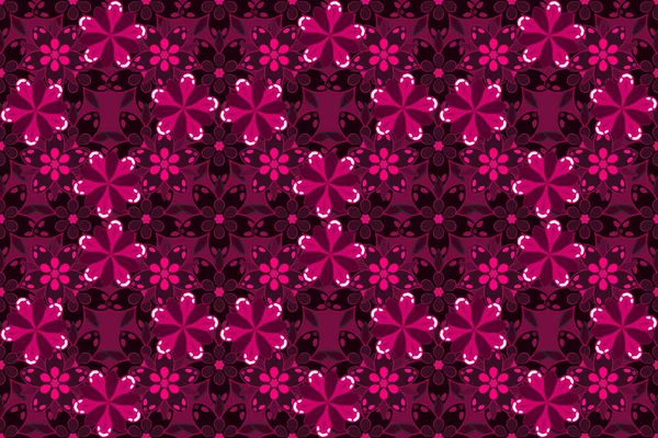Растрова Ілюстрація Абстрактний Елегантний Безшовний Візерунок Квітковими Мотивами Рожевих Пурпурових — стокове фото