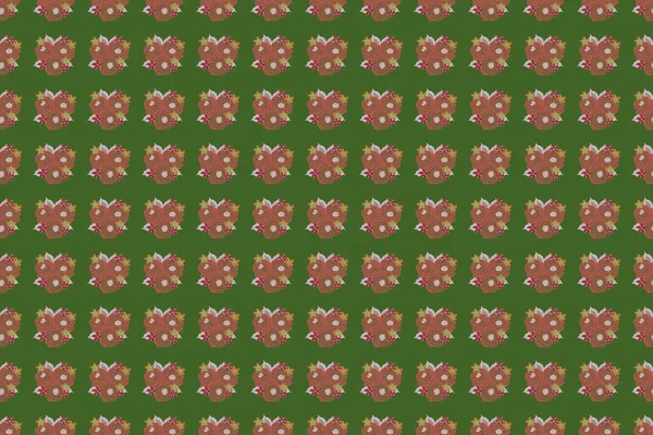 Растрова Ілюстрація Квітковий Вінтажний Безшовний Візерунок Зеленому Рожевому Кольорах — стокове фото