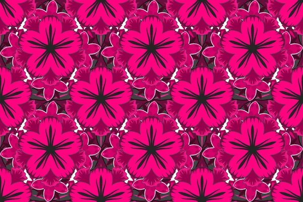 Patrón Sin Costuras Raster Colores Magenta Violeta Púrpura Hermosas Flores —  Fotos de Stock