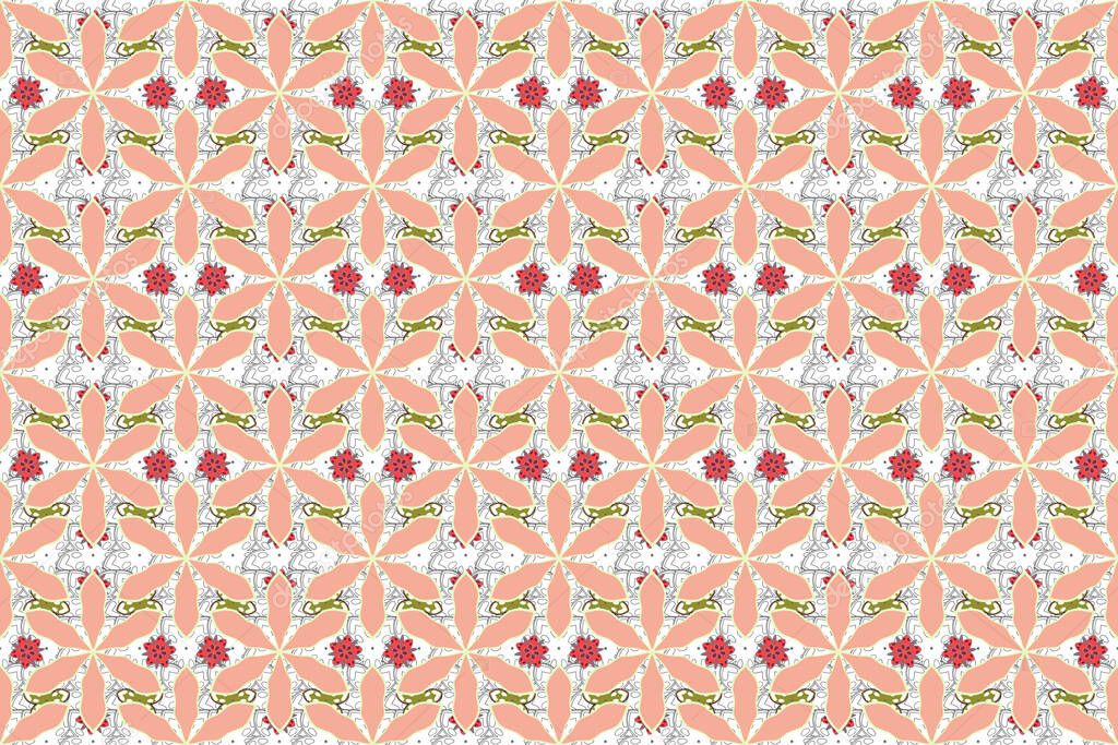 Floral Print. Modern Motley Floral seamless pattern in blue, pink and gray colors. Repeating raster Flower Pattern.