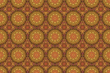 Duvar kâğıdı barok, İspanyol kumaşı. Çiçeksiz desen. Kusursuz bir geçmişi var. Turuncu, sarı ve kahverengi süsler..