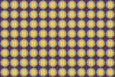 Davetiye şablonu için soyut raster dikişsiz desen mor, mavi ve sarı renkler.