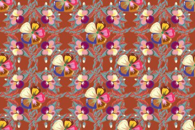 Dekoratif çiçek arkaplanı ve tasarım unsurları olan zarif, pürüzsüz bir desen. Raster çiçek deseni düğün davetiyeleri, tebrik kartları, hatıra defteri, baskı, kumaş ve tekstil imalatı.