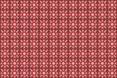 Kırmızı ve pembe renklerle ışıldayan arkaplan çizimi. Kusursuz Noel süsü deseni.