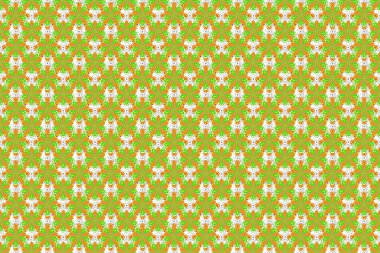 Raster illüstrasyonu. Yeşil, sarı ve turuncu elementlerle kusursuz desen. Noel kartları, dekorasyon, menüler, ağ, afişler ve şarap ve tatillerle ilgili tasarımlar için iyidir..