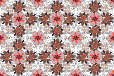 Raster illüstrasyonu. Şatafatlı, pürüzsüz, mavi, bej ve gri süslemeli, stilize dalgalı..