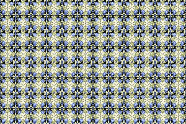 Dekorasyon ve tasarım için güzel bir desen. Klasik tarzda suluboya çiçeklerin zarif deseni. Mavi, siyah ve sarı renklerde, küçük çiçekli suluboya desenler. Moda yazdırma.