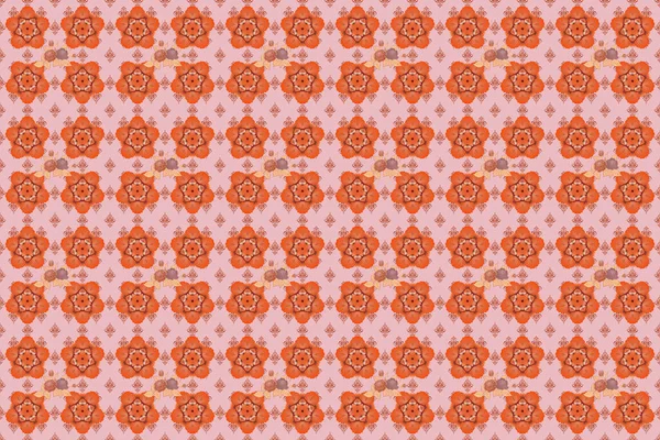 Растертый Безрозовый Узор Розового Оранжевого Красного Цветов Цветы Акварели Розовыми — стоковое фото