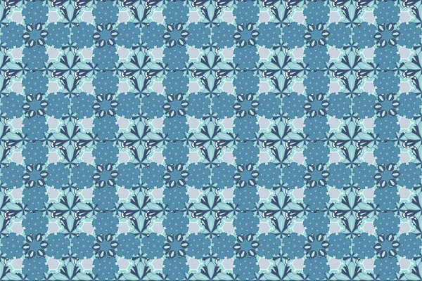 Padrão Azulejos Sem Costura Cores Azuis Raster Vintage Damasco Ornamento — Fotografia de Stock