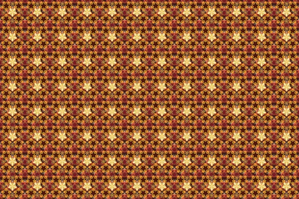Rasterillustratie Geometrisch Herhalend Naadloos Patroon Met Zeskantvormen Geel Bruin Rood — Stockfoto