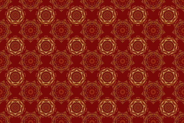 Ornate brown, red and orange pattern for design. Ornament for invitations, birthday, greeting cards, web pages. Raster seamless texture in Eastern style. Luxury multicolored wallpaper.