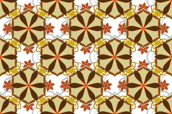 Optical Illusion Seamless Texture Floral Ornament Orange Yellow Brown Colors — Stock Photo, Image