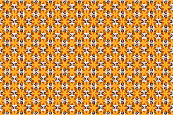 ヴィンテージスタイルでシームレスな小さな花のパターンをラスター オレンジ 緑の色のシームレスなパターン — ストック写真