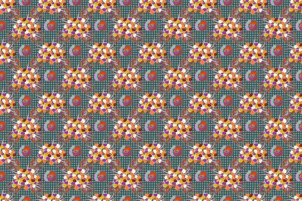 Floral Print. Modern Motley Floral seamless pattern in green and pink colors. Repeating raster Flower Pattern.