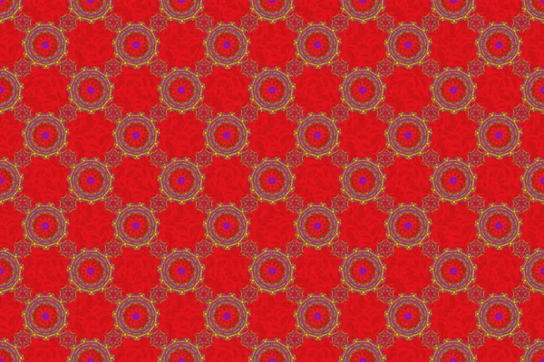 Raster Illustration Damask Seamless Background Pattern Violet Red Brown Colors — Stock Photo, Image
