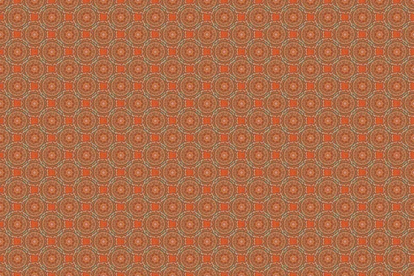 Raster Seamless Pattern Abstract Hand Drawn Brown Beige Orange Snowflakes — Stock Photo, Image