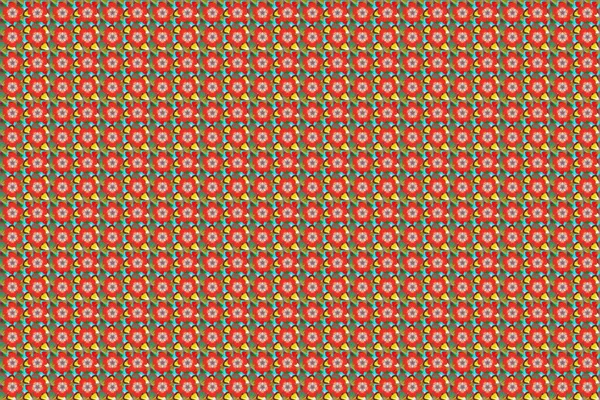 Floral Wallpaper Raster Little Flowers Seamless Pattern Yellow Red Brown — Stock Photo, Image