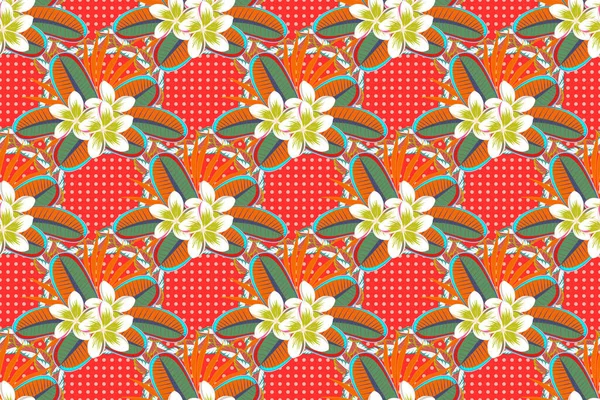 Cute Raster Floral Background Flowers Seamless Pattern Yellow Green Blue — Stock Photo, Image
