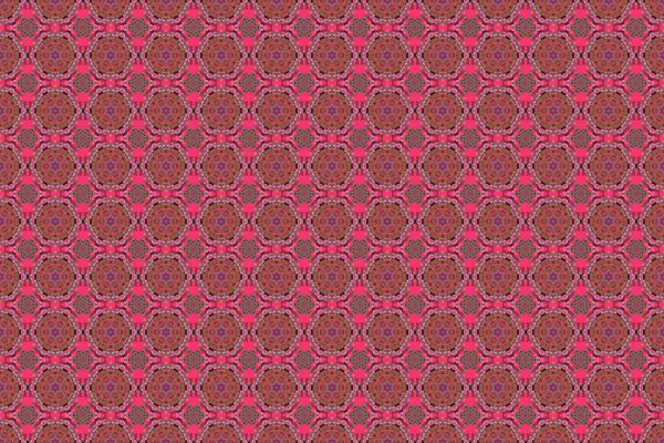 用粉色 灰色和红色组成的无缝带鱼网花缎图案 栅格墙纸 — 图库照片