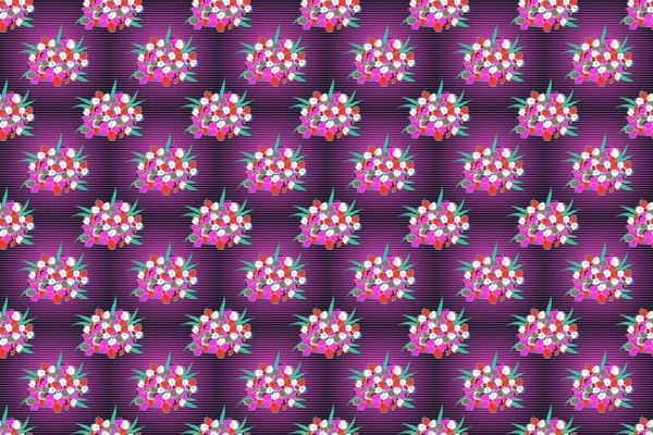 Traditionelle Indische Florale Nahtlose Muster Mit Kunterbunten Primeln Violetten Braunen — Stockfoto