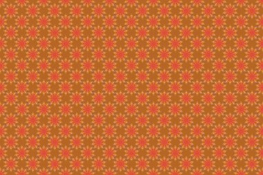 Şirin damaske süsü olan kusursuz bir desen. Arap tarzında, bej rengi ve turuncu renkli kusursuz raster rengi bir süs. Duvar kağıtları, arka planlar, el ilanları veya ambalaj kağıtları için desen.