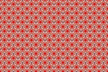 Soyut stilize edilmiş şık kırmızı, pembe ve bej çiçekler. Küçük çiçekte desensiz sevimli çiçek deseni var..