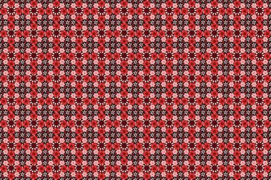 Soyut zarafet, pürüzsüz desen, kırmızı ve siyah renkli çiçekler..