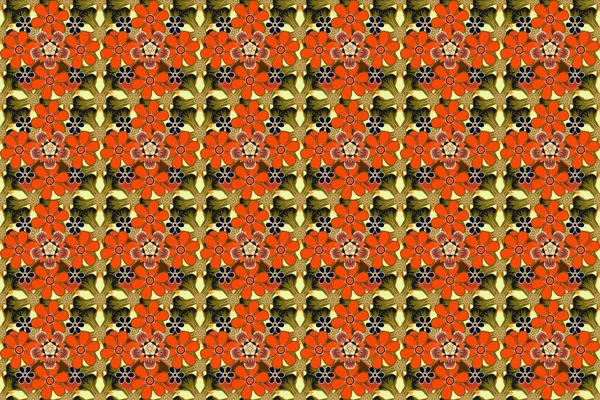 꽃들의 배경은 포장지 벽지등이다 오렌지 베이지 래스터 꽃무늬가 부드러운 — 스톡 사진
