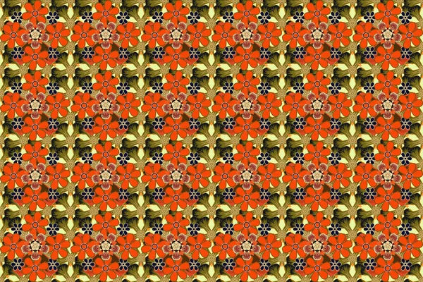 Seamless Floral Background Wrapping Textile Wallpaper Raster Flowery Pattern Orange — Stock Photo, Image