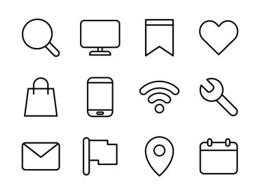 Taslak biçimli temel simge seti. Her amaca uygun..