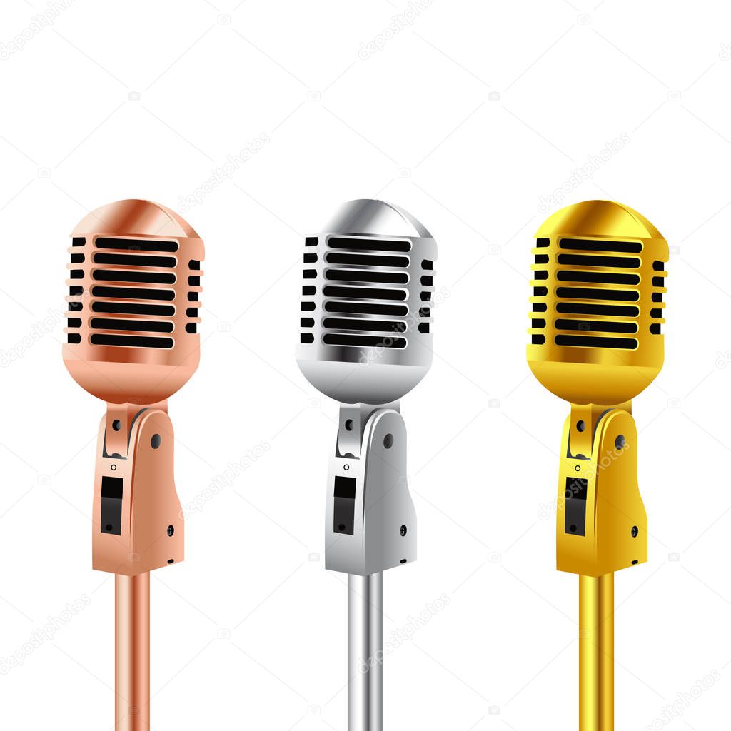 Retro Microphones copper silver and gold for Karaoke Parties