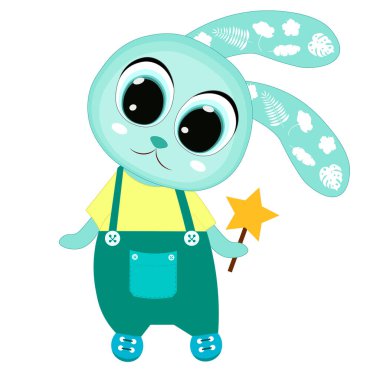 Vektör mutlu tavşan çocuk, şirin tavşan çocuk çizimi. Parmak izi, yüzey tasarımı, moda kıyafetleri. Albüm, albüm, albüm, kart ve davetiye tasarımı için sevimli hayvan karakteri.