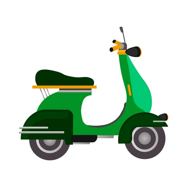 Green Retro Scooter Vector Illustration Side Views Detailed Image Old — Stock Vector