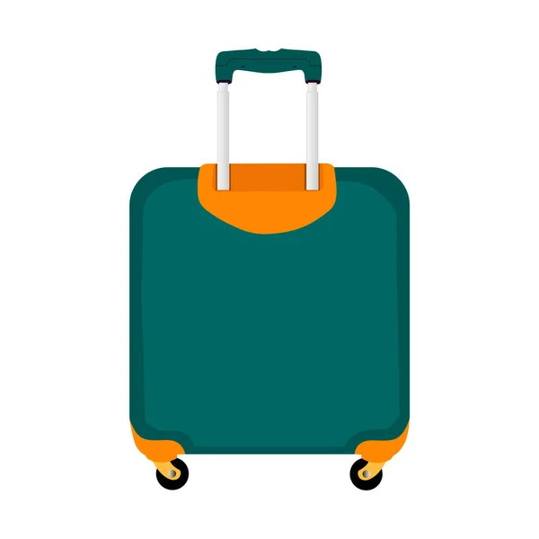 Grön Resa Plast Resväska Med Hjul Vit Bakgrund — Stock vektor