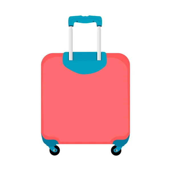 Pink Travel Plastic Suitcase Wheels White Background — Stock Vector