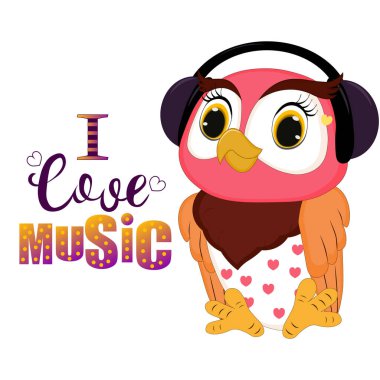 Sevimli baykuş. Mektupları severim. Kutlama kartları, parti davetiyeleri, posterler, çıkartmalar, broşürler, kupürler, ikonlar için mükemmel. Mektup bebeği. Vektör illüstrasyonu