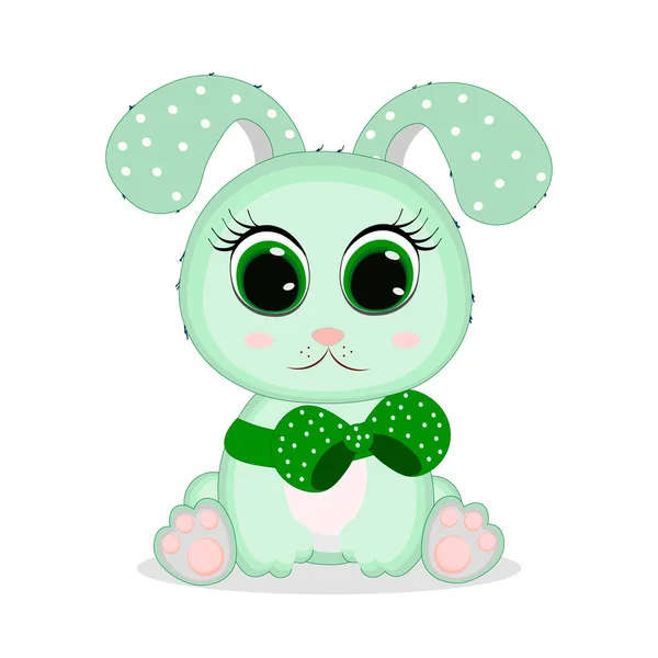 Lindo Conejo Verde Dibujos Animados Perfecto Para Tarjetas Felicitación Invitaciones — Vector de stock