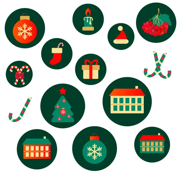 Векторні Ілюстрації Колекція Різдвяних Іконок Ідеально Підходить Вітальних Листівок Вечірок — стоковий вектор