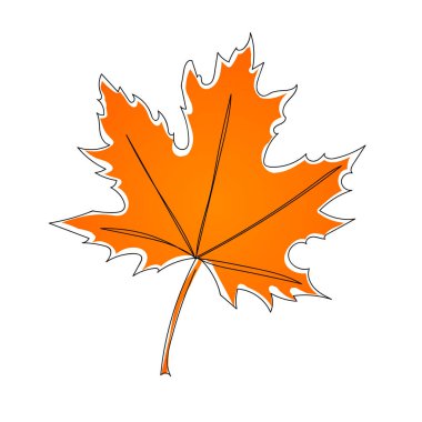 Vektör sonbahar yaprağı sürekli çizgi çizimi. Logo, simge, etiket. Vektör illüstrasyonu.