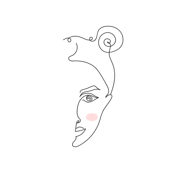 Beautiful Girl One Line Drawing Icon Continuous Line Drawing Style — Stock Vector