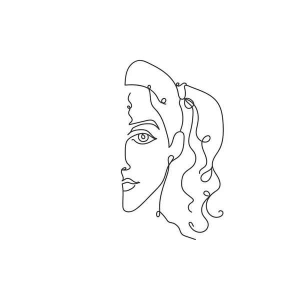 Красивая Девушка Конским Хвостом Одна Линия Рисунок Непрерывной Линии Рисунок — стоковый вектор