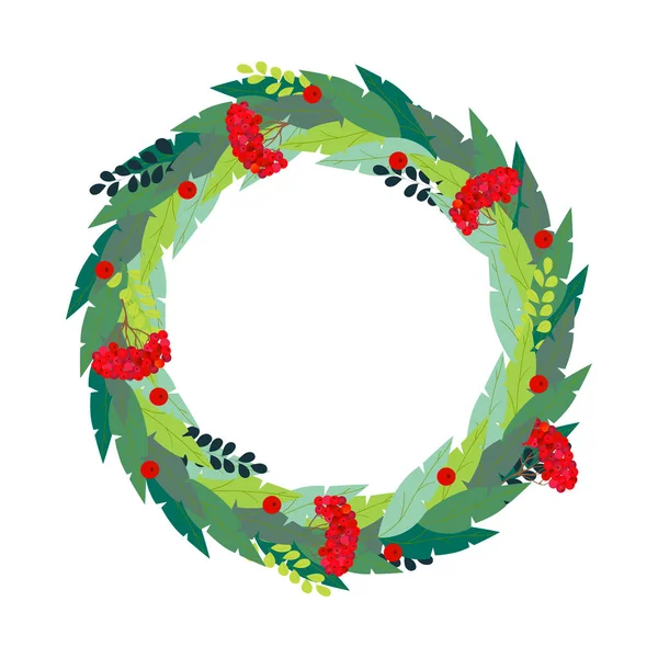Вінок Векторні Ілюстрації Дизайн Природи Шаблон Вітальних Листівок Зимові Свята — стоковий вектор
