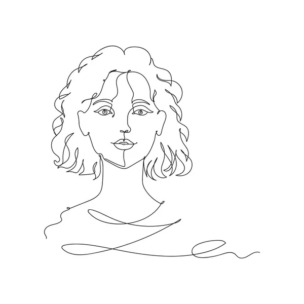 Крутая Девочка Одна Линия Рисунка Векторная Иллюстрация — стоковый вектор