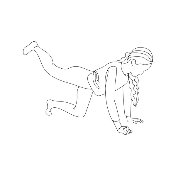 Fitness Maison Femme Dessin Une Ligne Illustration Vectorielle Dessin Ligne — Image vectorielle