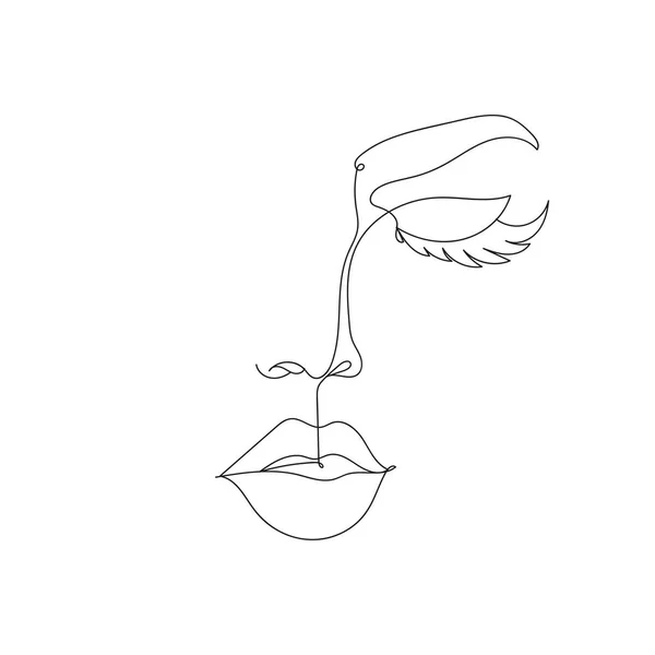 Vacker Kvinna Ansikte Mode Linje Ritning Vektor Illustration Kontinuerlig Linje — Stock vektor