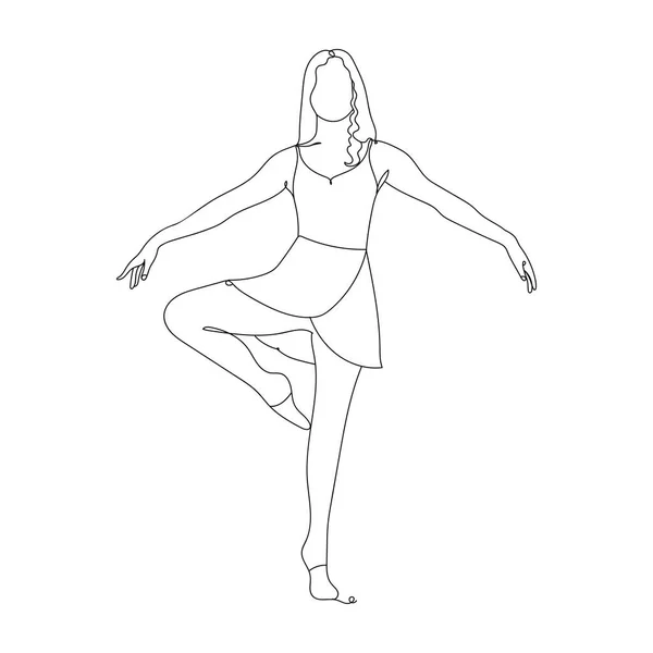 Postura Bailarina Ballet Dibujo Una Línea Dibujo Línea Continua Ilustración — Vector de stock