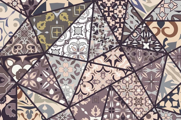 Ozdobné pozadí vektor. Mozaika patchwork vzor pro design a móda — Stockový vektor