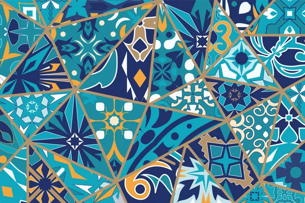 Fundo decorativo vetorial. Padrão de retalhos mosaico para design e moda — Vetor de Stock