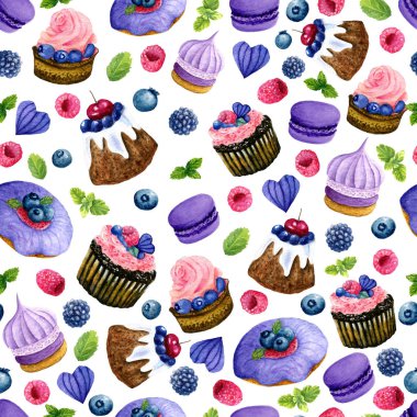 Suluboya tatlıların kusursuz dokusu. Gıda ile parlak baskı 