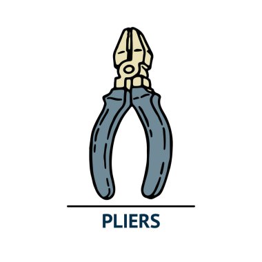 El yapımı kerpeten ikonu. Bej ve mavi renkli profesyonel işçi inşaat aracı